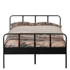 New Wohnen Metallbett mit Kopf- und Fußteil in Schwarz - Shinano