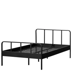 New Wohnen Metallbett mit Kopf- und Fußteil in Schwarz - Shinano
