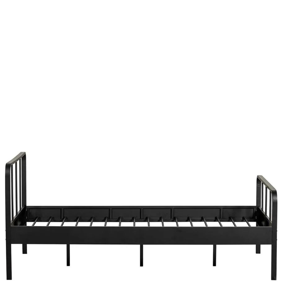 New Wohnen Metallbett mit Kopf- und Fußteil in Schwarz - Shinano