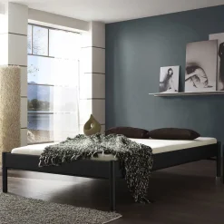 Discount Wohnen Metallbett ohne Kopfteil Italianas in Schwarz