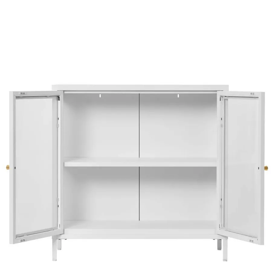Best Wohnen Metall-Vitrinen-Kommode in Weiß - Lititia