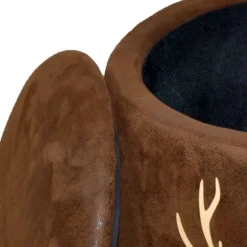 Discount Wohnen Microfaser Hocker in Braun mit Hirsch Kopf - Arnhild