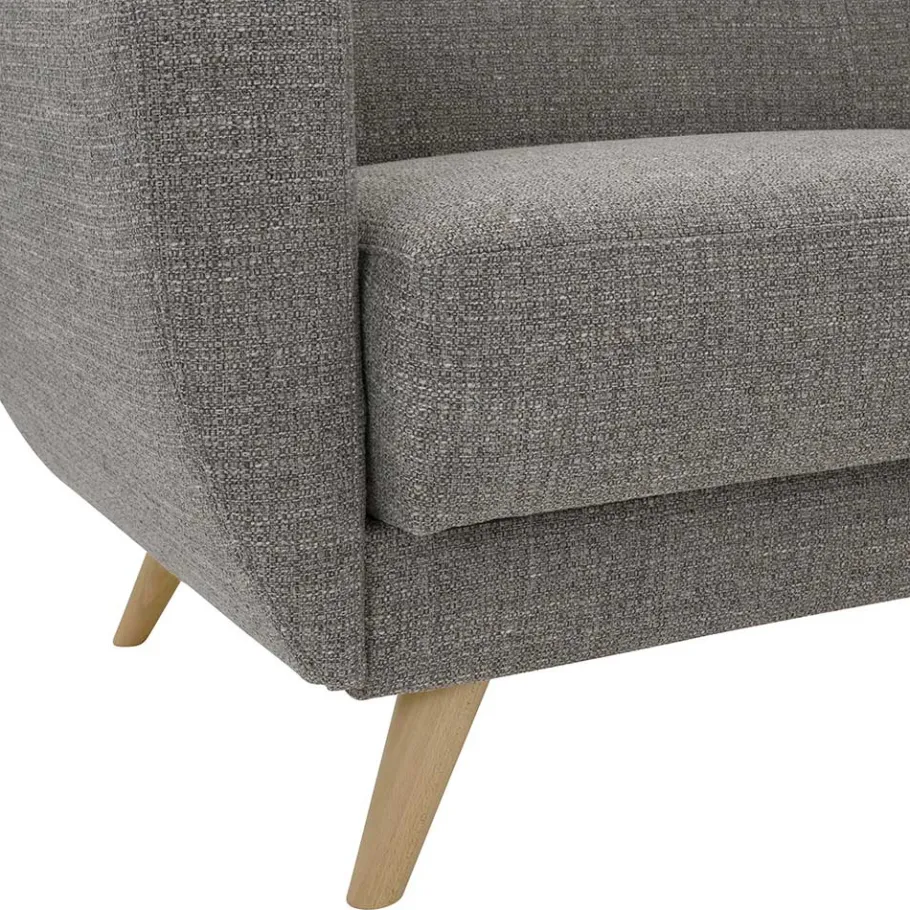Clearance Wohnen Microfaser Schlafcouch in Grau und Buche - Durencas