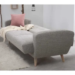 Clearance Wohnen Microfaser Schlafcouch in Grau und Buche - Durencas
