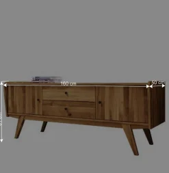 Hot Wohnen Mid Century Lowboard aus Wildeiche Massivholz - Hardus