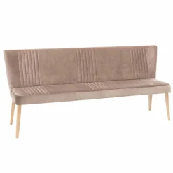 Hot Wohnen Mid Century Polsterbank mit Lehne Convilla in Taupe Velours