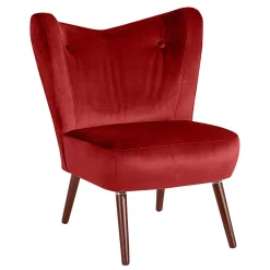 Outlet Wohnen Mid Century Sessel in Ziegelrot Samtvelours - Klimaca