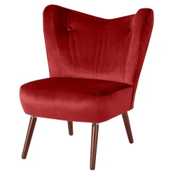 Outlet Wohnen Mid Century Sessel in Ziegelrot Samtvelours - Klimaca