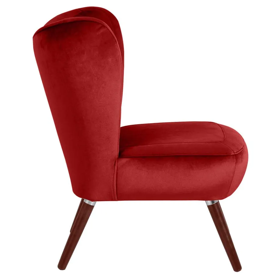 Outlet Wohnen Mid Century Sessel in Ziegelrot Samtvelours - Klimaca