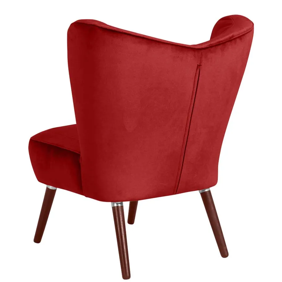 Outlet Wohnen Mid Century Sessel in Ziegelrot Samtvelours - Klimaca
