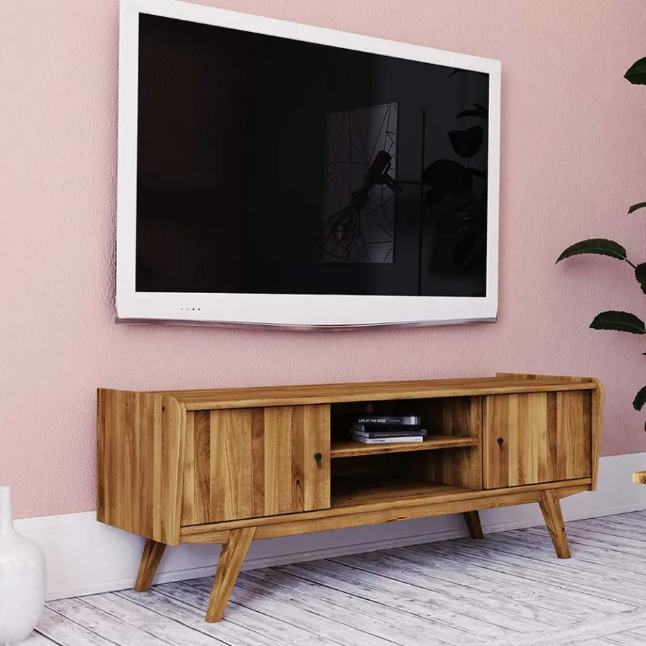 Hot Wohnen Mid Century TV Lowboard aus Wildeiche massiv - Hardus