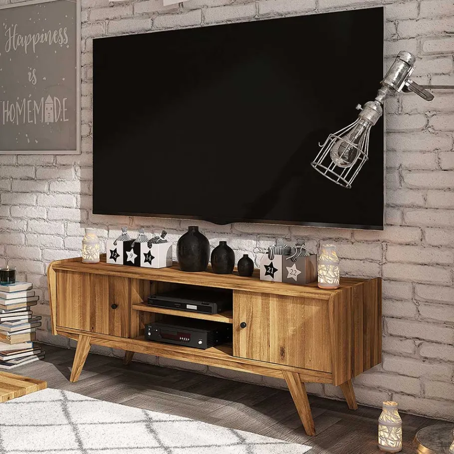 Hot Wohnen Mid Century TV Lowboard aus Wildeiche massiv - Hardus