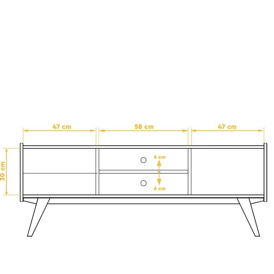 Hot Wohnen Mid Century TV Lowboard aus Wildeiche massiv - Hardus