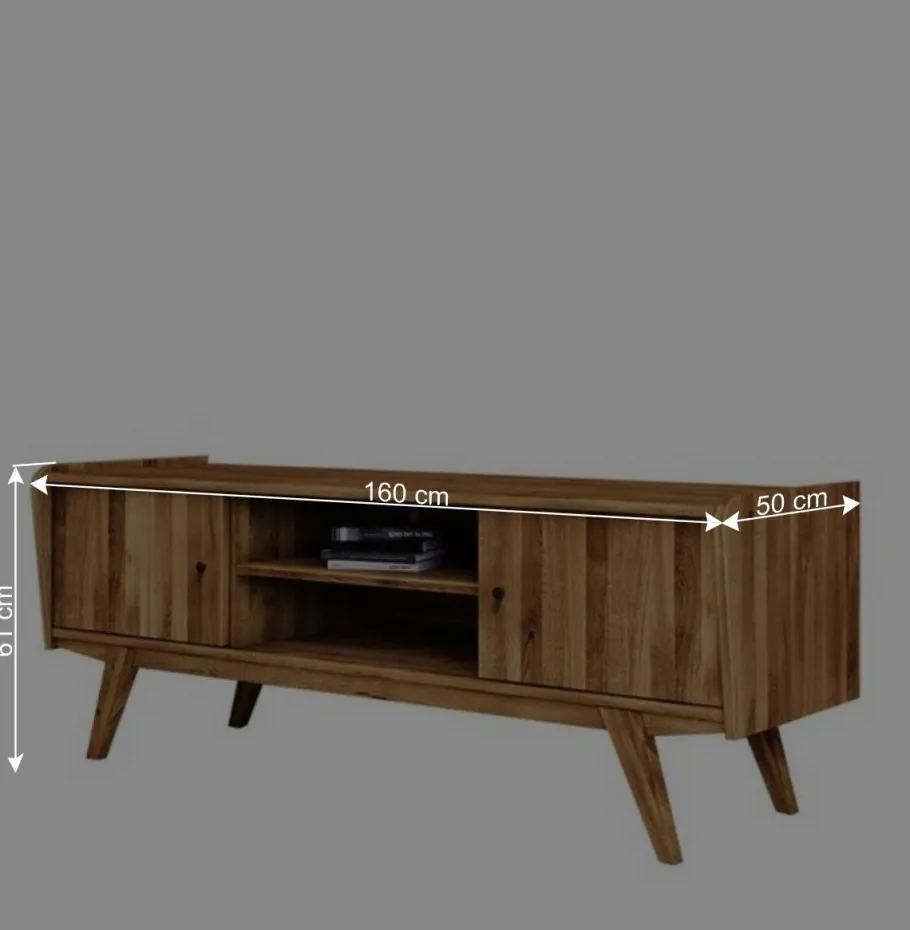 Hot Wohnen Mid Century TV Lowboard aus Wildeiche massiv - Hardus