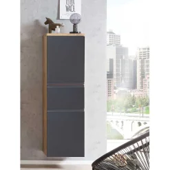 Clearance Wohnen Midischrank fürs Bad in Grau matt & Wildeiche - Jambi