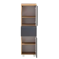 Clearance Wohnen Midischrank fürs Bad in Grau matt & Wildeiche - Jambi