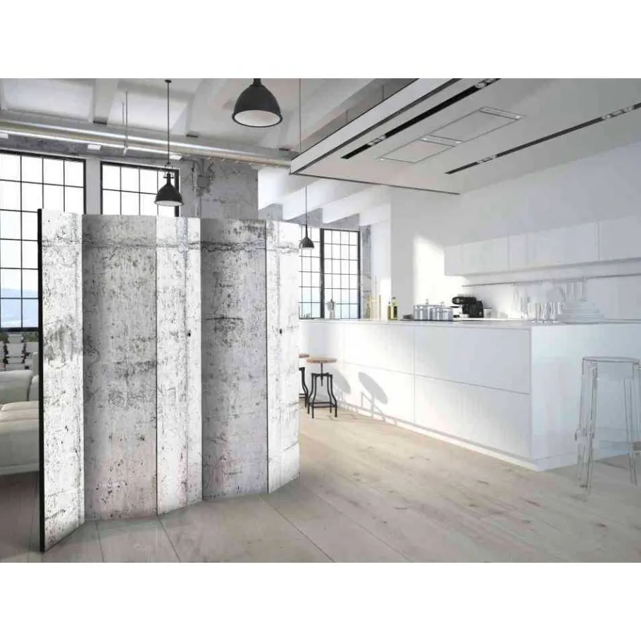 Outlet Wohnen Mobiler Raumtrenner im Betonwand Design - Duno