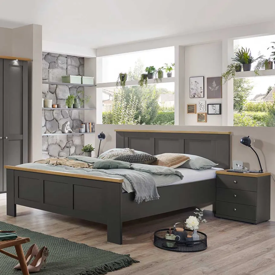 Online Wohnen Modern Country Bett mit 180 cm Breite - Cretania