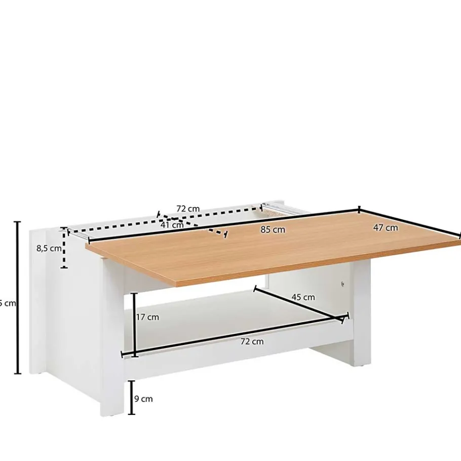 Discount Wohnen Modern Country Couchtisch mit Staufach - Intora