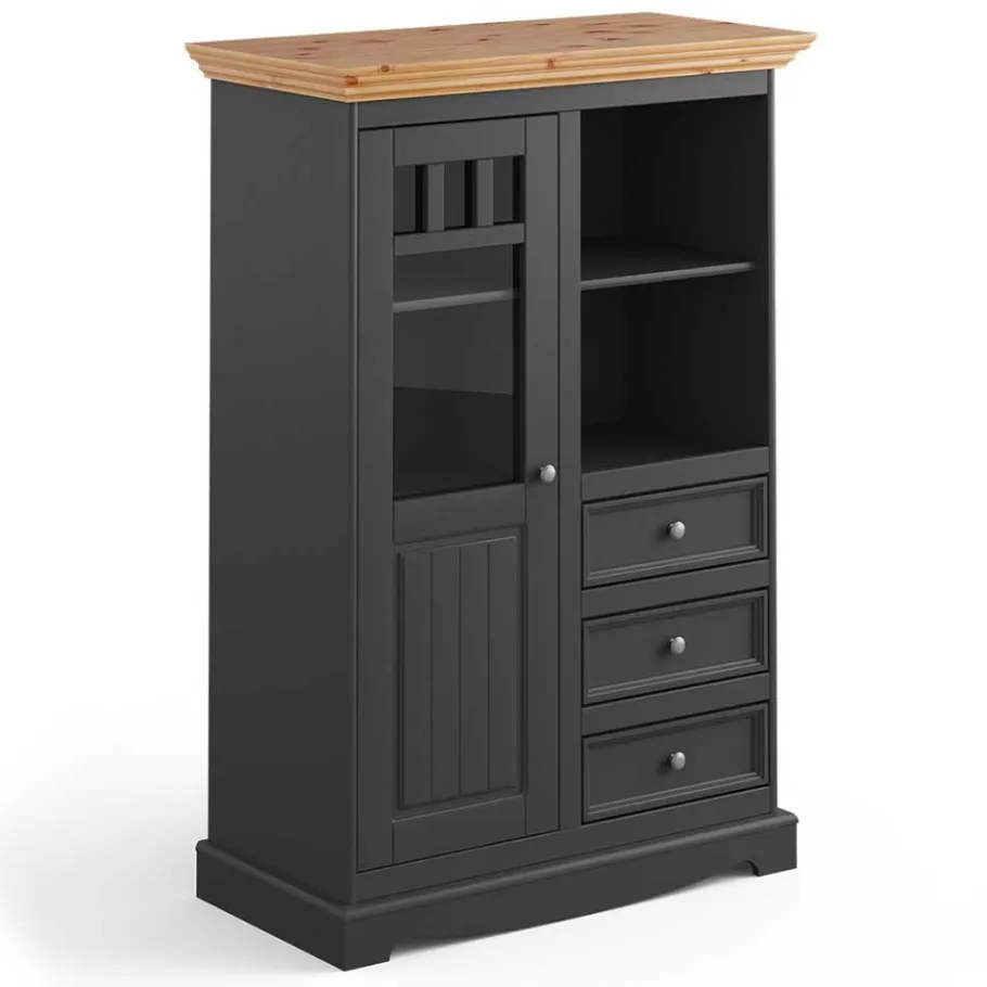 Sale Wohnen Modern Country Highboard in Grau & Kiefer - Eromsia