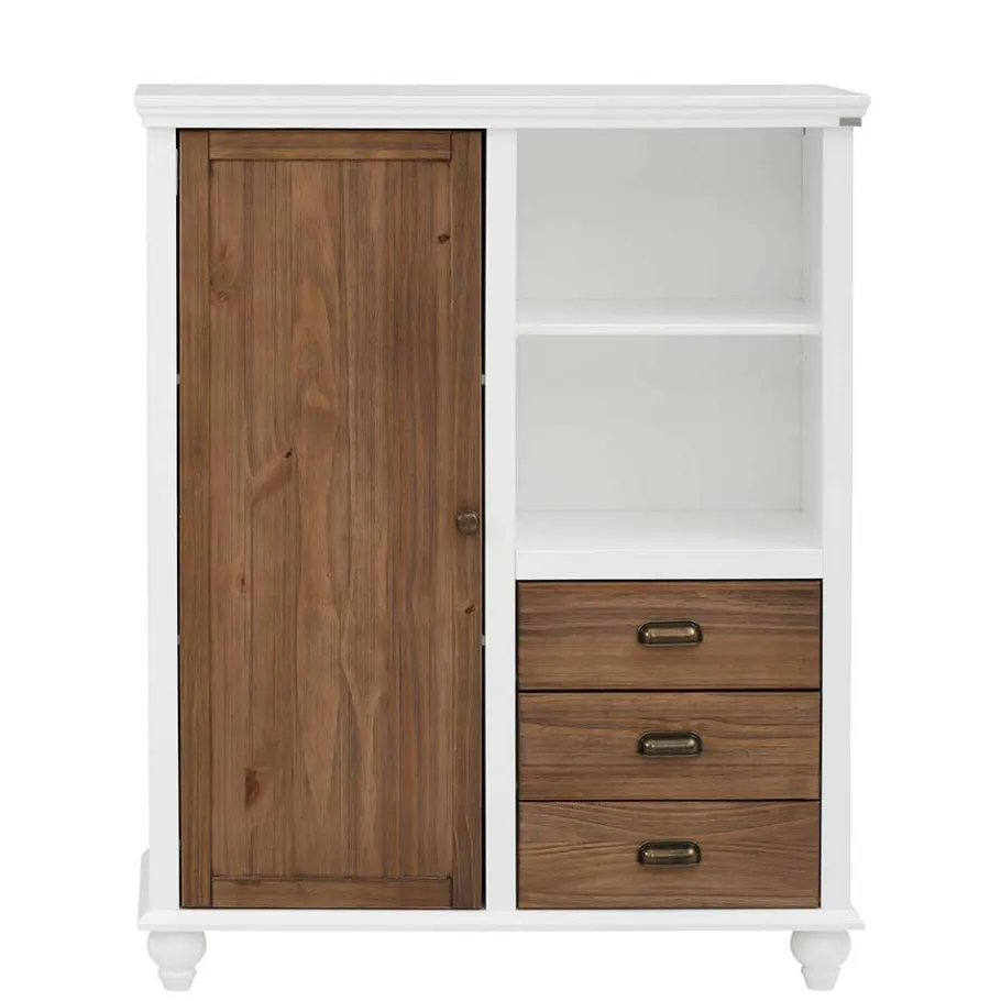 Wohnen Modern Country Highboard in Weiß - Yakos