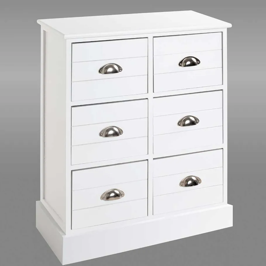 Outlet Wohnen Modern Country Kommode in Weiß - Fidono