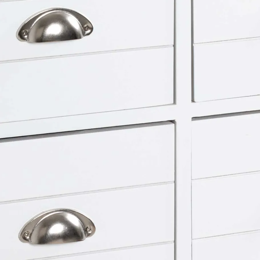 Outlet Wohnen Modern Country Kommode in Weiß - Fidono