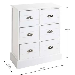 Outlet Wohnen Modern Country Kommode in Weiß - Fidono