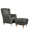 Outlet Wohnen Modern Country Sessel in Anthrazit mit Buche Natur - Mediteranos