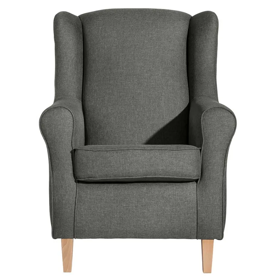Outlet Wohnen Modern Country Sessel in Anthrazit mit Buche Natur - Mediteranos