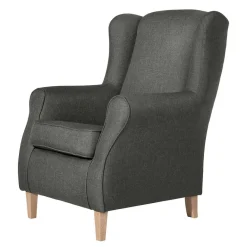 Outlet Wohnen Modern Country Sessel in Anthrazit mit Buche Natur - Mediteranos