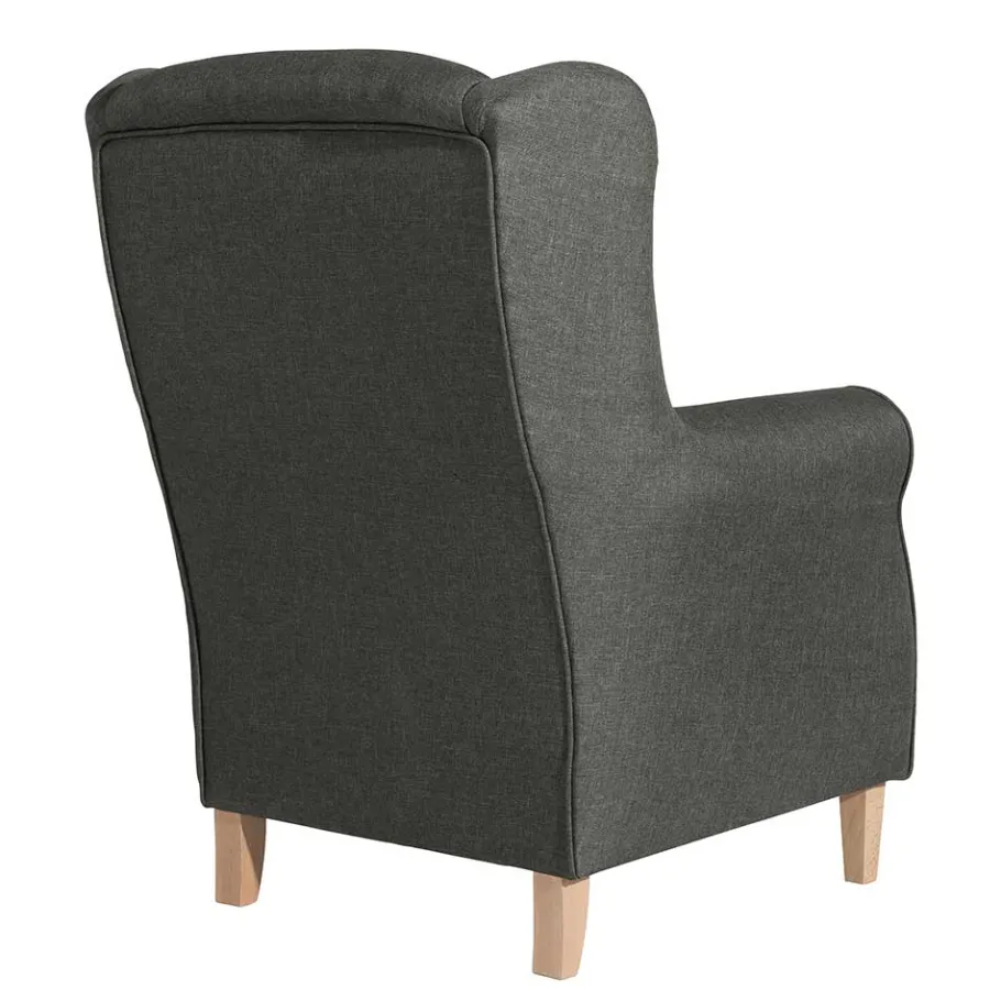 Outlet Wohnen Modern Country Sessel in Anthrazit mit Buche Natur - Mediteranos