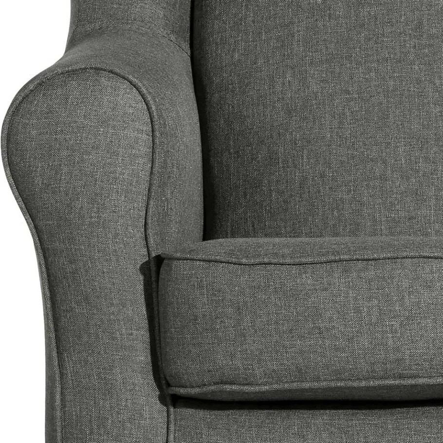 Outlet Wohnen Modern Country Sessel in Anthrazit mit Buche Natur - Mediteranos