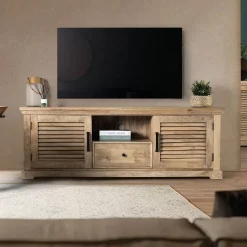 Sale Wohnen Modern Country TV Board mit Lamellentüren - Muray