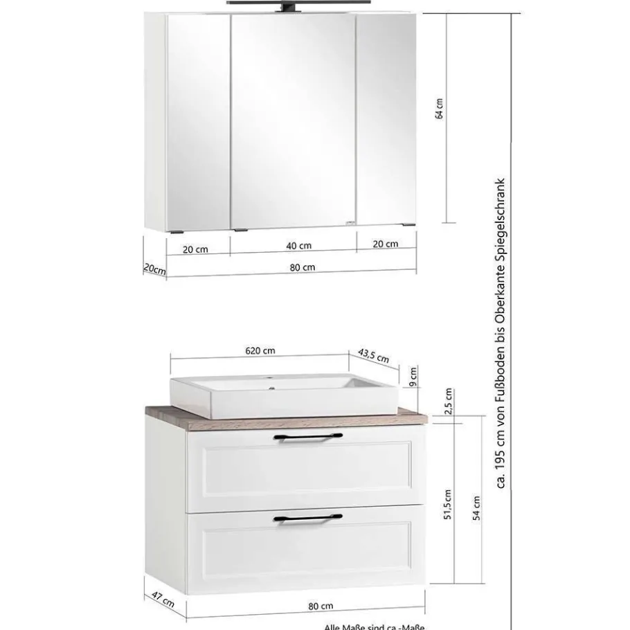 Wohnen Modern Country Waschplatz Set - Trioto (dreiteilig)