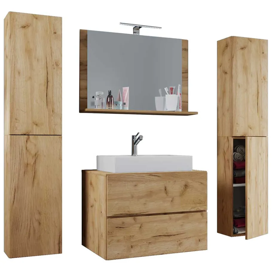 Best Wohnen Moderne Badmöbel im Holzlook - Toulon (vierteilig)