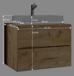 Best Wohnen Moderne Badmöbel im Holzlook - Toulon (vierteilig)