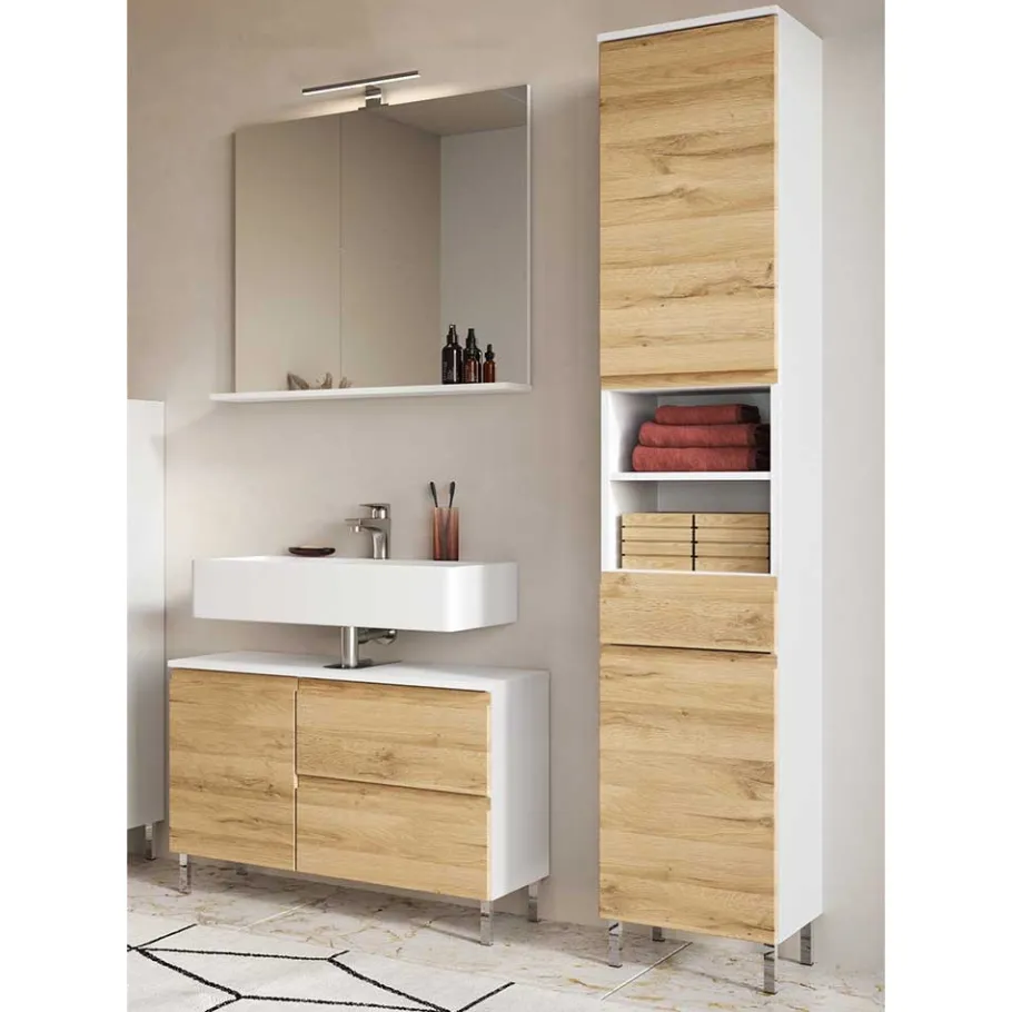 New Wohnen Moderne Badmöbel zweifarbig - Aspariavo (dreiteilig)