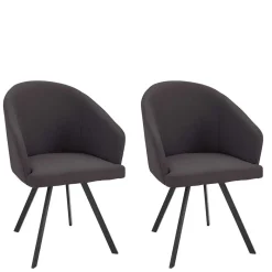 Discount Wohnen Moderne Tischsessel halbrund in Grau - Cianova (2er Set)