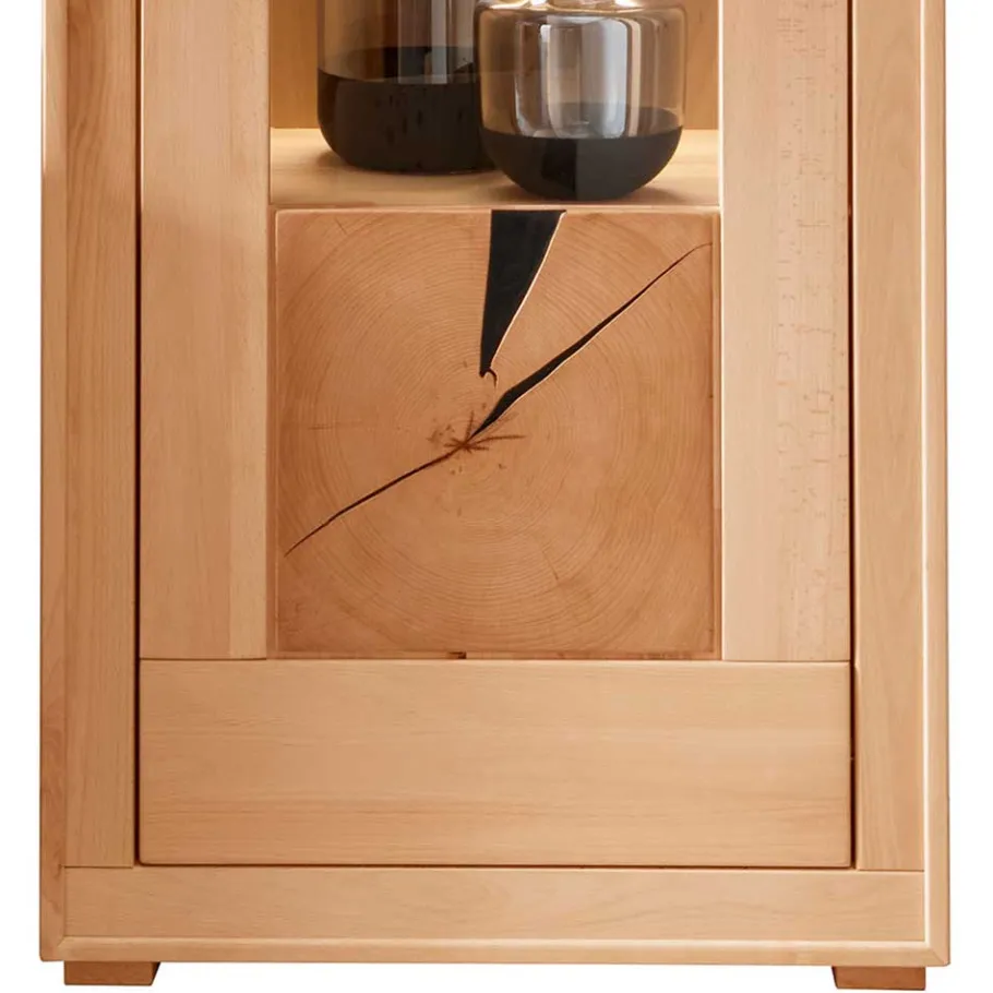 Discount Wohnen Moderne 1-türige Vitrine aus Kernbuche geölt - Sarosca