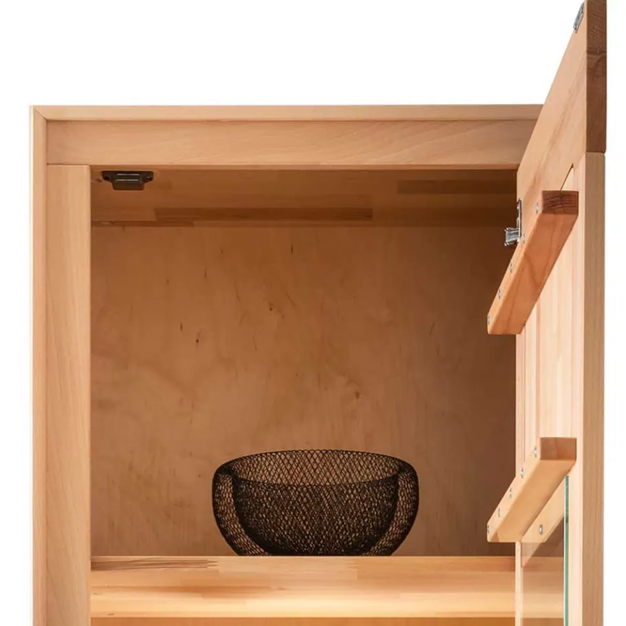 Discount Wohnen Moderne 1-türige Vitrine aus Kernbuche geölt - Sarosca
