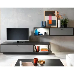 Online Wohnen Moderne TV Anbauwand in Grau - Ridona (zweiteilig)