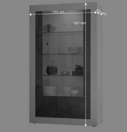 Outlet Wohnen Moderne Vitrine in Weiß Hochglanz - Voskala