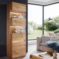 Best Wohnen Moderne Wildeiche Vitrine 63x207x43 cm - Acmida