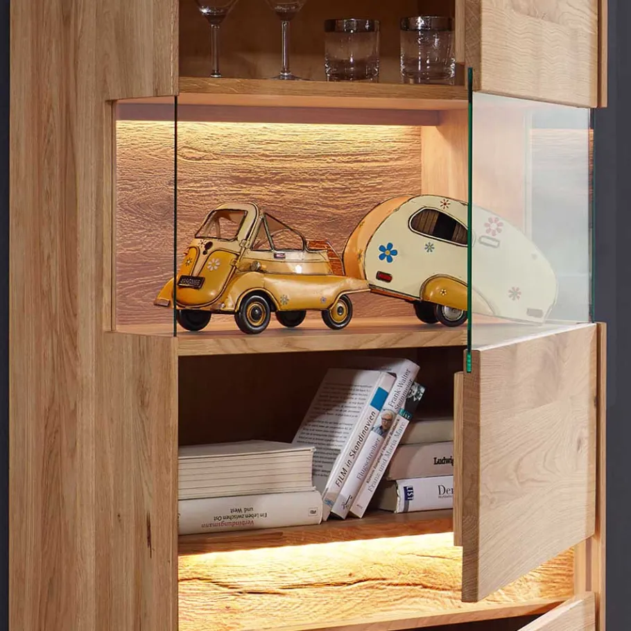 Best Wohnen Moderne Wildeiche Vitrine 63x207x43 cm - Acmida