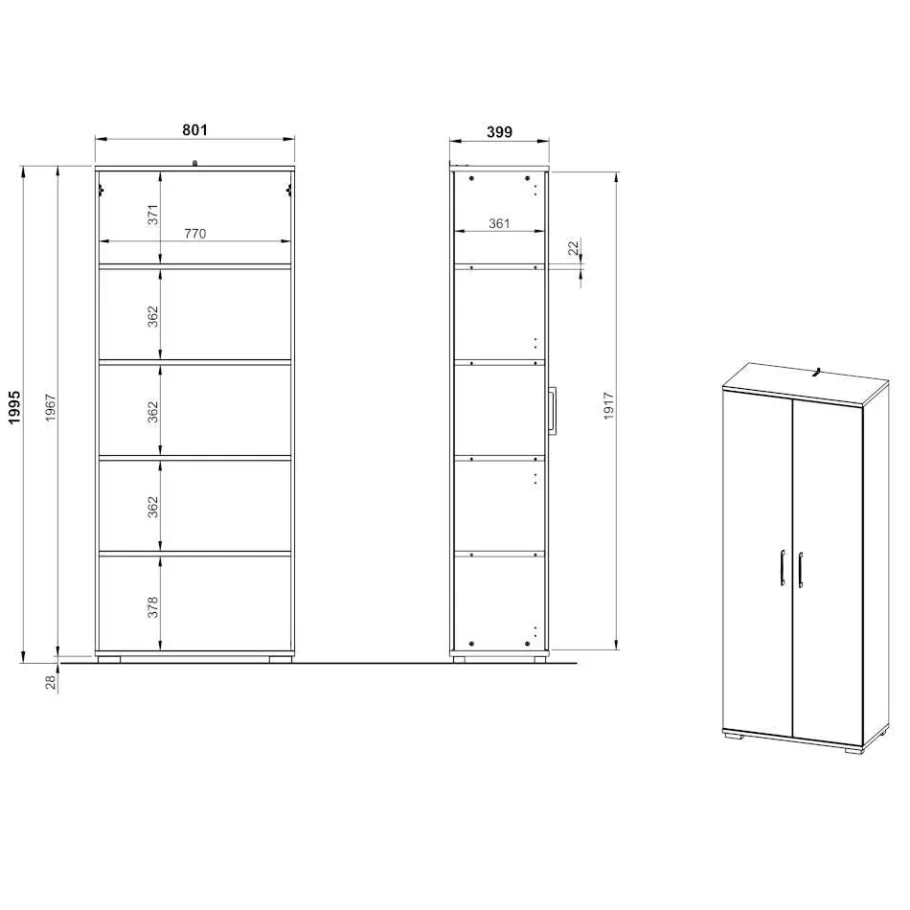 Clearance Wohnen Moderner Aktenschrank in Lichtgrau - Halcoms
