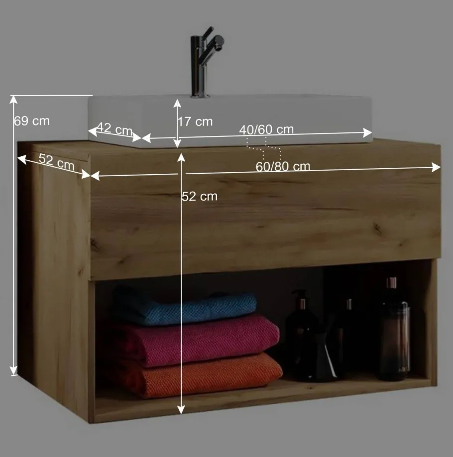 Wohnen Moderner Bad Waschplatz im Holz Look - Toulon (zweiteilig)