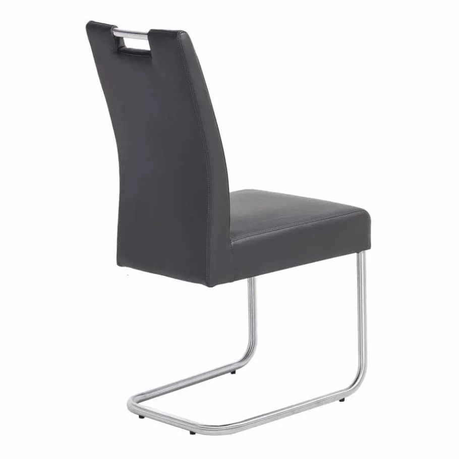 Clearance Wohnen Moderner Freischwinger Rumona in Kunstleder und Edelstahl (2er Set)