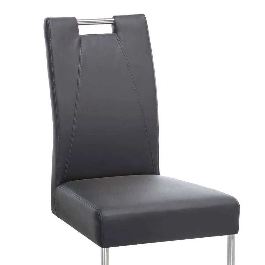 Clearance Wohnen Moderner Freischwinger Rumona in Kunstleder und Edelstahl (2er Set)
