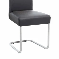 Clearance Wohnen Moderner Freischwinger Rumona in Kunstleder und Edelstahl (2er Set)